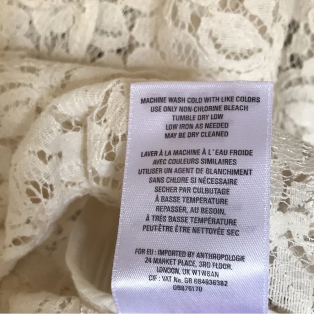 Anthropologie Meadow Rue Ivie Elegant White Lace Top